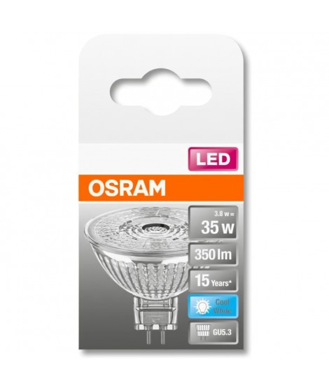 OSRAM Spot MR16 LED 36° verre - 3,8W équivalent 35W GU5.3 - Blanc froid