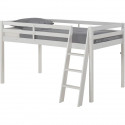 Lit mi-hauteur enfant- Bois Pin massif - Blanc - Sommier inclus - 90 x 190 cm - PINKIE