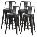 Lot de 4 tabourets industriel en métal - Noir - L 30,5 x P 30,5 x H 61 cm- FACTORY