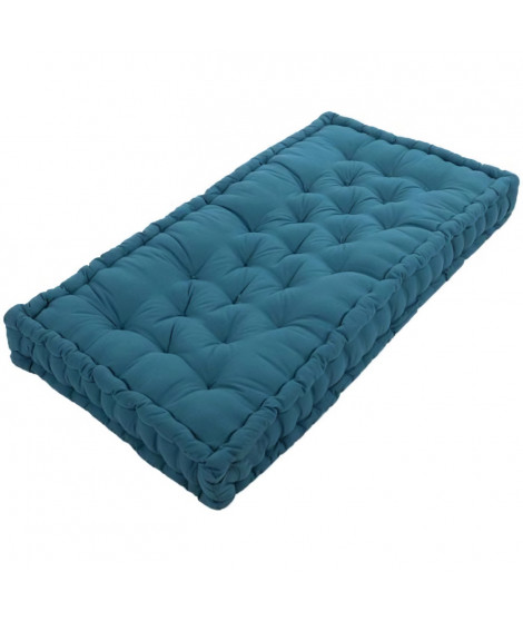 COTTON WOOD Coussin de palette 100 % Coton uni - 60x120x10 cm - Bleu canard