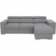 Canapé d'angle convertible réversible TYRON - Coffre et 2 poufs - Tissu Gris - L 257 x P 163 x H 94 cm