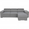 Canapé d'angle convertible réversible TYRON - Coffre et 2 poufs - Tissu Gris - L 257 x P 163 x H 94 cm