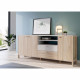 Enfilade HOYVIK 3 portes - 2 tablettes, 2 tiroirs, 2 niches - 215,3 cm - Décor chene sonoma avec du blanc mat - Poignées en m…