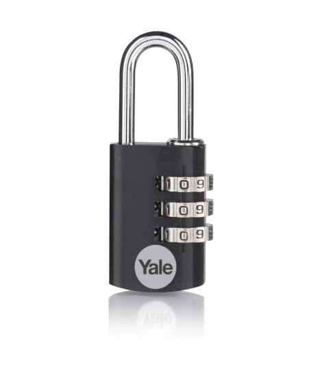 YALE -YE3CB/20/121/1/BK - Cadenas aluminium - combinaison 20 mm - anse acier - noir - code 3 chiffres - Pour casier - boîte  …