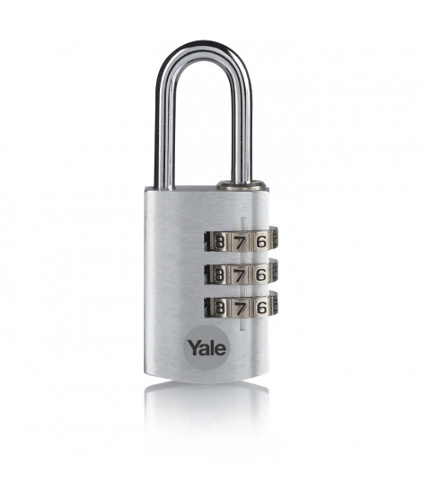 YALE -YE3CB/28/126/1/S - Cadenas aluminium - combinaison 28 mm - anse acier - argent - code  3 chiffres - Pour casier - boîte…