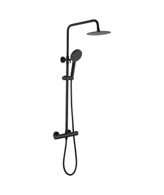 Colonne de douche OCEANIC - Mitigeur thermostatique - Pomme haute ronde diametre 20 cm - Noir mat