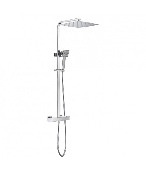 Colonne de douche OCEANIC - Mitigeur thermostatique corps froid - Pomme haute carrée 30x30 cm - Chrome