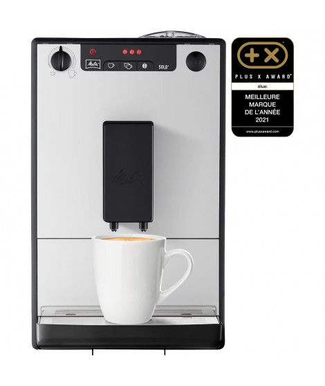 MELITTA - Solo Pure Silver E950-766 - Machine Expresso Automatique - l 20 cm - Mode 2 tasses - 3 intensités de café - Argent