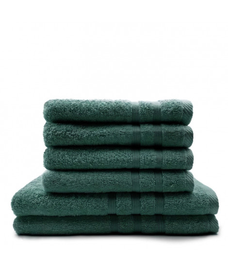 TODAY Lot de 4 Serviettes de bain 50 x 100 cm + 2 Draps de bain 70 x 130 cm Emeraude - 100% coton TODAY