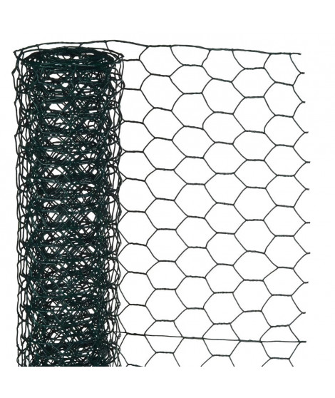 NATURE Maille hexagonale en acier galvanisé plastifié vert - Ø 13 mm - 50cmx5 m