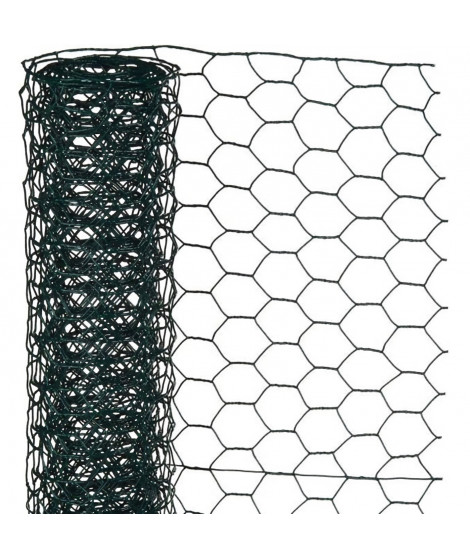 NATURE Maille hexagonale en acier galvanisé plastifié vert - Ø 25 mm - 50cmx2,50 m