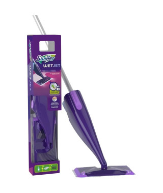 SWIFFER WetJet Balai Kit complet avec 5 lingettes, 1 nettoyant Liquide, 4 piles