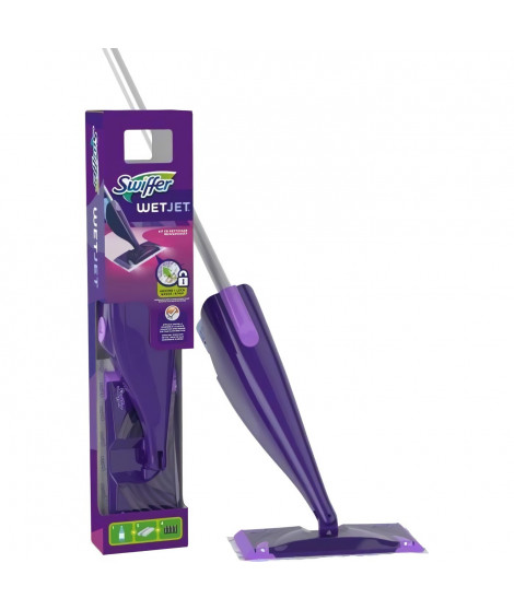 SWIFFER WetJet Balai Kit complet avec 5 lingettes, 1 nettoyant Liquide, 4 piles