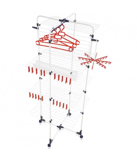 LEIFHEIT 81413 séchoir a suspendre Quartett 42 Séchoir mural réglable  extensible et compact en aluminium, intérieur et exté - Z