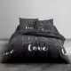 TODAY Love - Parure de lit - Coton - 1 personne - 140 x 200 cm - Imprimé Gris