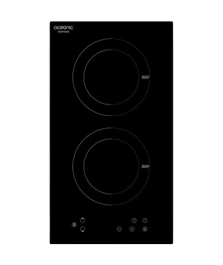 Plaque de cuisson induction encastrable - OCEANIC - 2 zones - L28,8 x P52cm - OCEATI2Z2B - 2 boosters - Revetement verre - Noir