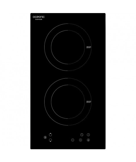 Plaque de cuisson induction encastrable - OCEANIC - 2 zones - L28,8 x P52cm - OCEATI2Z2B - 2 boosters - Revetement verre - Noir