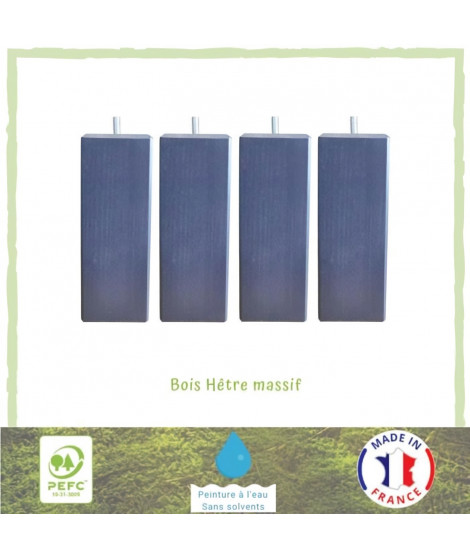 Jeu de pieds carrés L 6 x l 6 x H 24,5 cm Gris anthracite - Lot de 4