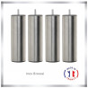 Jeu de pieds cylindriques inox brossé Saturne - L 6 x l 6 x H 24,5 cm - Lot de 4