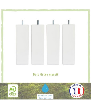 Jeu de pieds carrés L 6 cm x l 6 cm H 17 cm - Blanc - Lot de 4