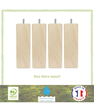 Jeu de pieds carrés en bois - L 6 x l 6 x H 19 cm - Lot de 4