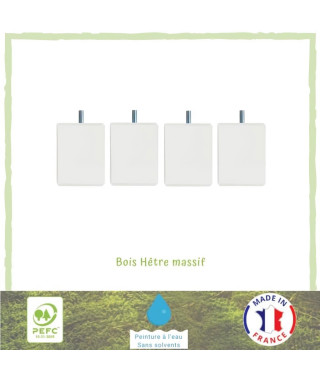 Jeu de pieds carrés L 7 cm x l 7 cm H 8,5 cm - Blanc - Lot de 4