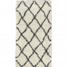 NAZAR ASMA Tapis de couloir Shaggy - Style berbere - 80 x 140 cm - Creme et marron - Motif géométrique