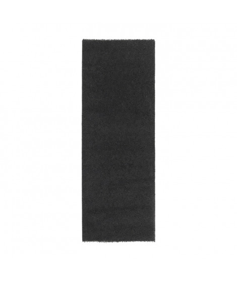 NAZAR TRENDY Tapis de couloir Shaggy en polypropylene - 80 x 300 cm - Noir