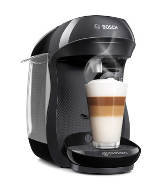 BOSCH machine Tassimo HAPPY (noire)  + 3 packs de T-Discs offerts. Machine compacte automatique avec lecteur optique de codes…