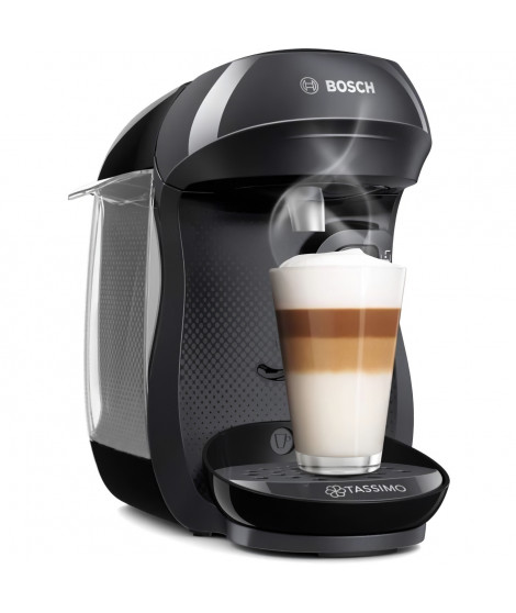 BOSCH machine Tassimo HAPPY (noire)  + 3 packs de T-Discs offerts. Machine compacte automatique avec lecteur optique de codes…