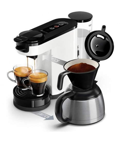 Machine a café 2 en 1 SENSEO Switch Philips HD6592/01 + 2 tasses, 2 en 1 avec filtre et dosette, Verseuse isotherme, Crema plus