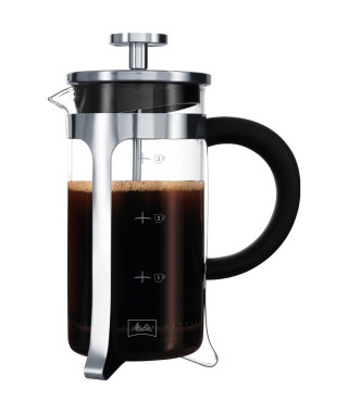 MELITTA Cafetiere a piston Micro-Ondable Premium en verre et inox 3 tasses