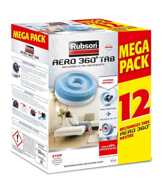 RUBSON PROMO MEGA PACK Lot de 12 recharge Aero 360 Neutre