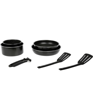 SITRAM 715094 Batterie 7 pieces Aluminium pressé - 2 poeles, 1 casserole,1 Sauteuse,2 spatules,1 poignée - Tous feux dont ind…