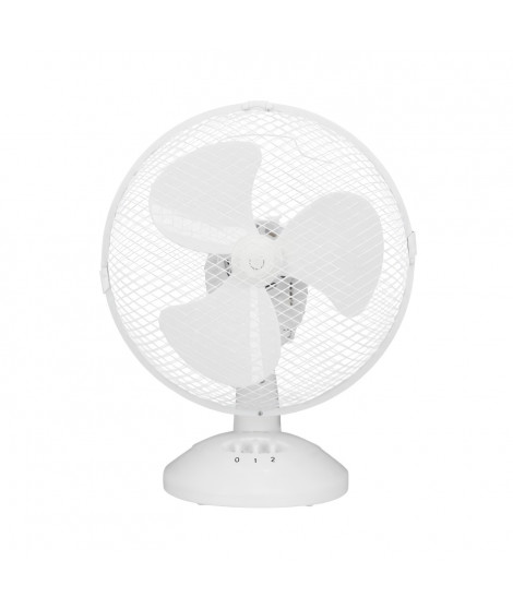 Ventilateur de table OCEANIC - 30W - Diametre 23 cm - 2 vitesses - Oscillant - Blanc