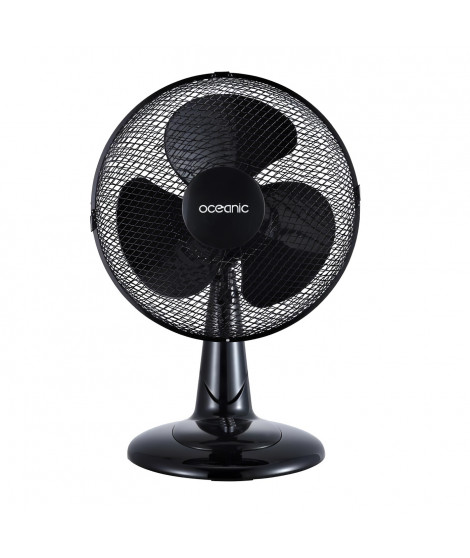 Ventilateur de table OCEANIC - 40W - Diametre 30 cm - 3 vitesses - Oscillant - Noir