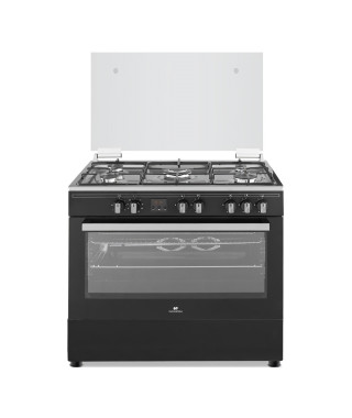 CONTINENTAL EDISON Cuisiniere piano four multifonctions catalyse 100L affichage digital L90 xH85 cm  NOIR MAT ET INOX