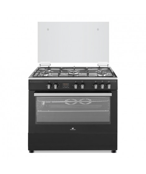 CONTINENTAL EDISON Cuisiniere piano four multifonctions catalyse 100L affichage digital L90 xH85 cm  NOIR MAT ET INOX