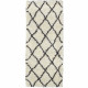 ASMA Tapis de couloir Shaggy - Style berbere - 67 x 180 cm - Creme et marron - Motif géométrique