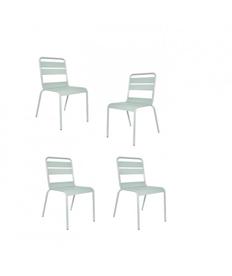 Lot de 4 chaises de jardin - Acier - Vert Céladon