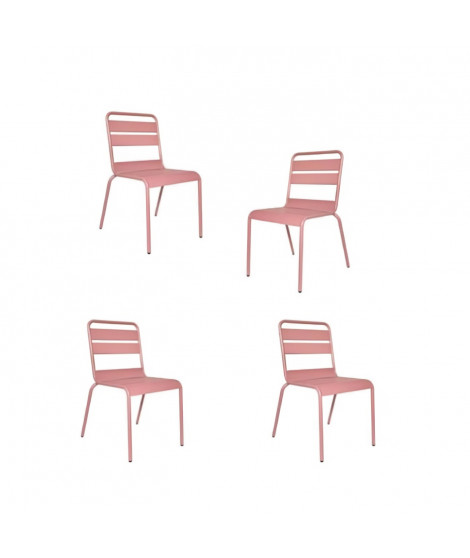 Lot de 4 chaises de jardin - Acier - Rose