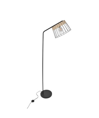 COREP Lampadaire en métal Indah - H 171 cm - E27 - 60 W - Noir mat