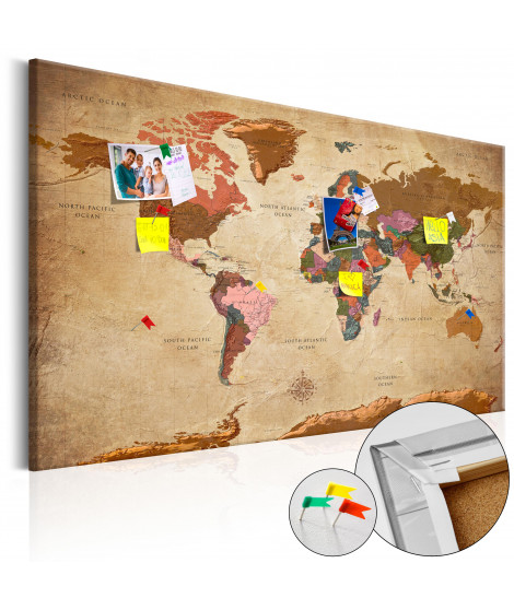 Tableau en liège - World Map: Brown Elegance [Cork Map]
