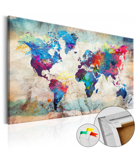 Tableau en liège - World Map: Colourful Madness [Cork Map]