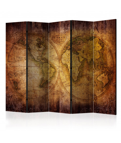 Paravent 5 volets - World on old map II [Room Dividers]