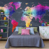 Papier peint - World Map: Colourful Crystals
