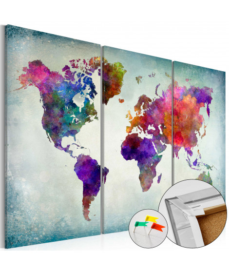 Tableau en liège - World in Colors [Cork Map]