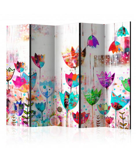 Paravent 5 volets - Colorful tulips II [Room Dividers]
