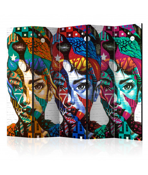 Paravent 5 volets - Colorful Faces II [Room Dividers]