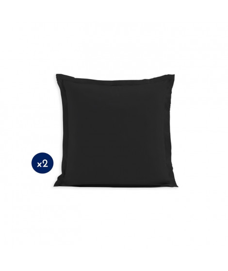 Lot de 2 taies carrées 100% coton - Noir - 63x63 cm